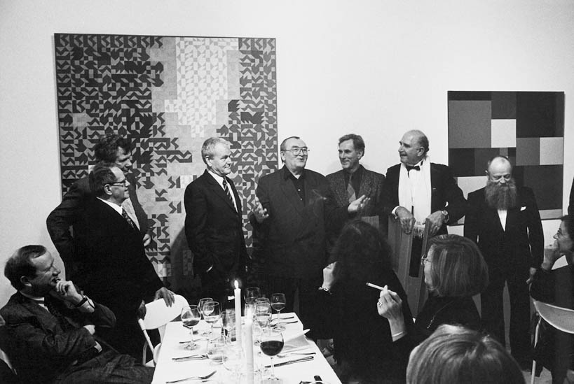 Celebrating gallery owner Heinz Teufel´s sixtieth birthday in Mahlberg, from left: H.P. Riese, W. Müller, Ch. Freimann, A. Brandt, ZS, M. Mohr, H. Teufel, H. Bartnig, 1996